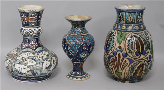 Three Palestinian pottery vases H.21cm.